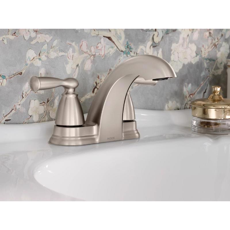 Moen Banbury Brushed Nickel Centerset Bathroom Sink Faucet 4 in.