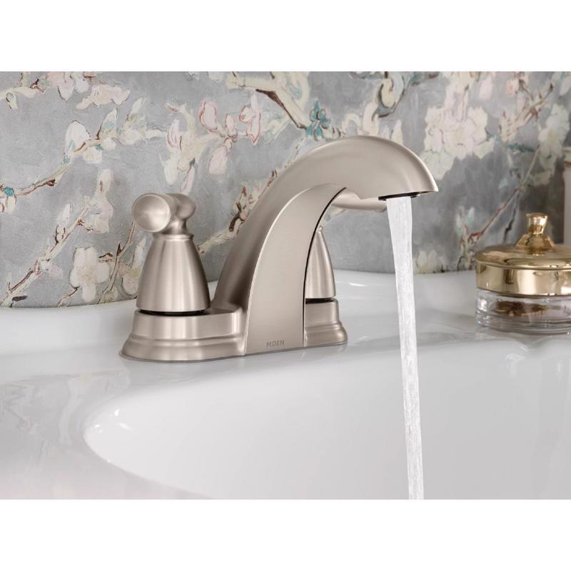 Moen Banbury Brushed Nickel Centerset Bathroom Sink Faucet 4 in.