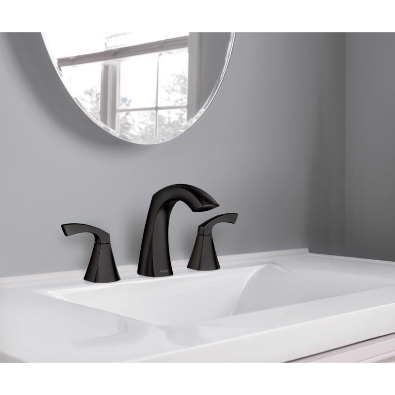 Moen Lindor Matte Black Bathroom Faucet 8-16 in.