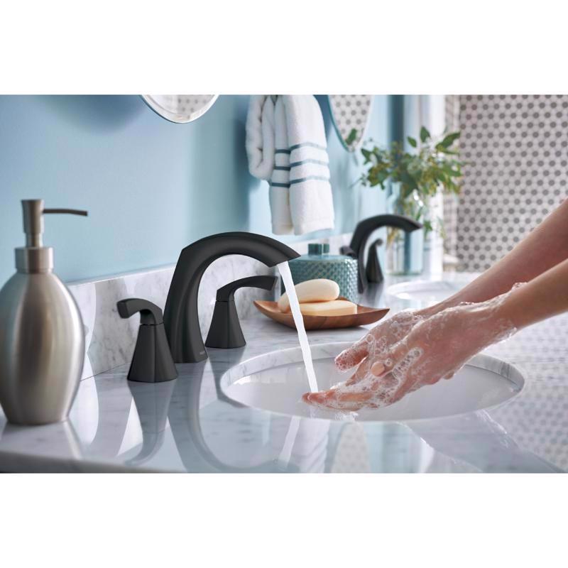 Moen Lindor Matte Black Bathroom Faucet 8-16 in.