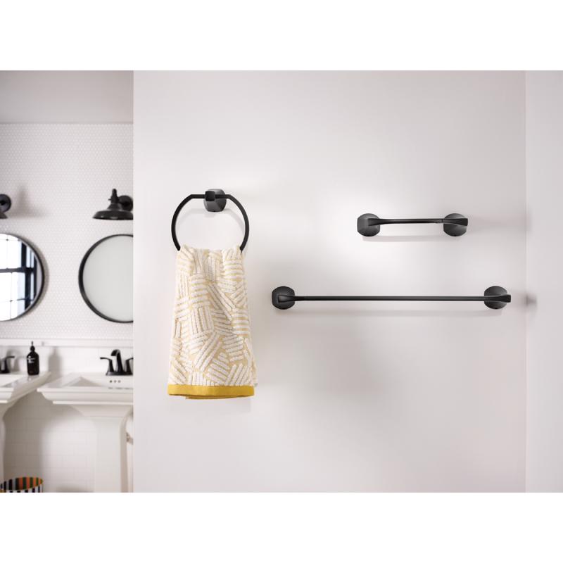 Moen Lindor Matte Black Bathroom Hardware Kit 18 in. L Zinc