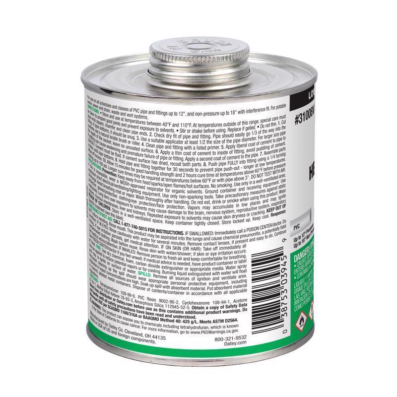 Oatey Clear Cement For PVC 32 oz