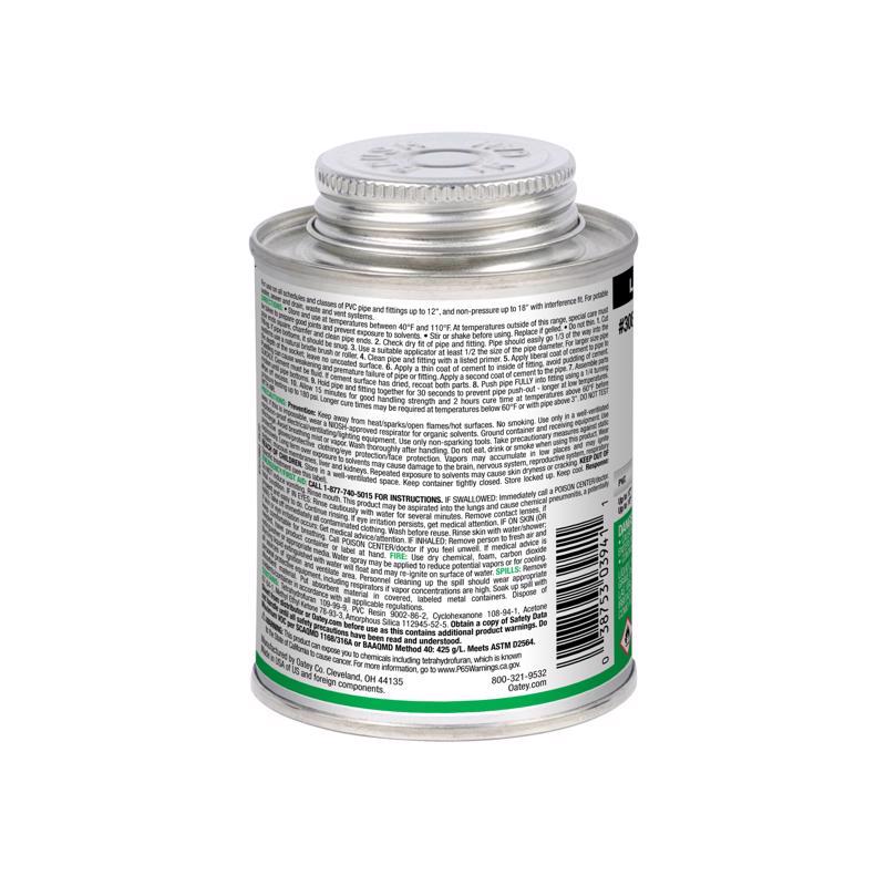 Oatey Clear Cement For PVC 16 oz