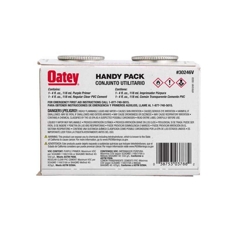 Oatey Handy Pack Clear/Purple Primer and Cement For PVC 4 oz