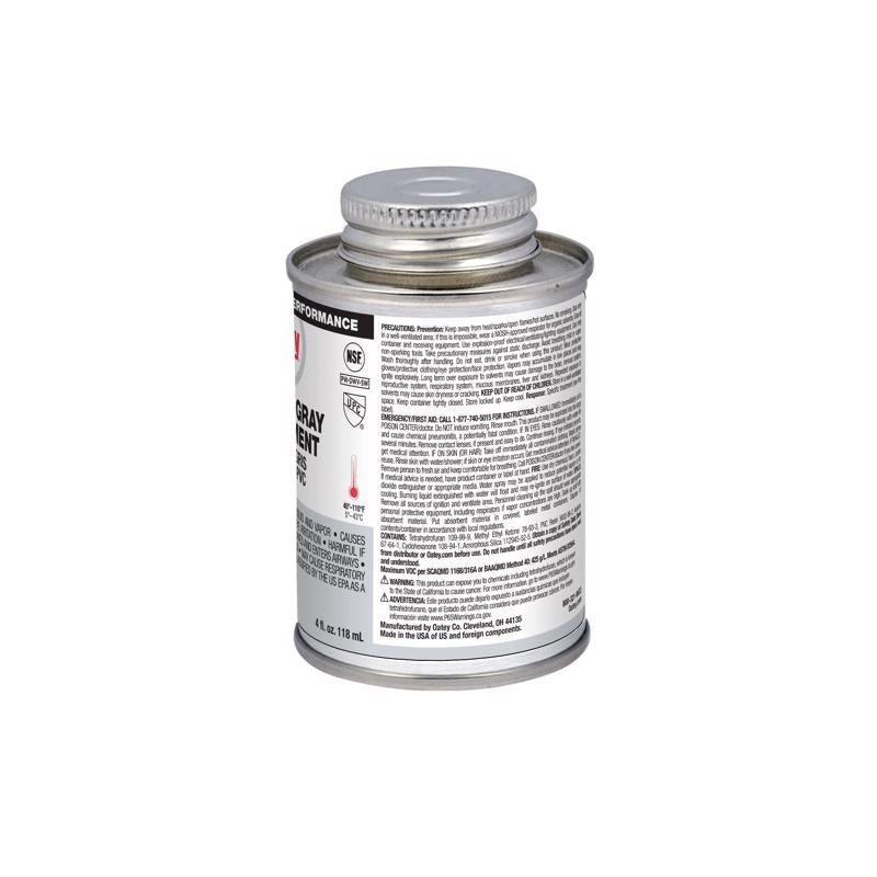 Oatey Gray Cement For PVC 4 oz