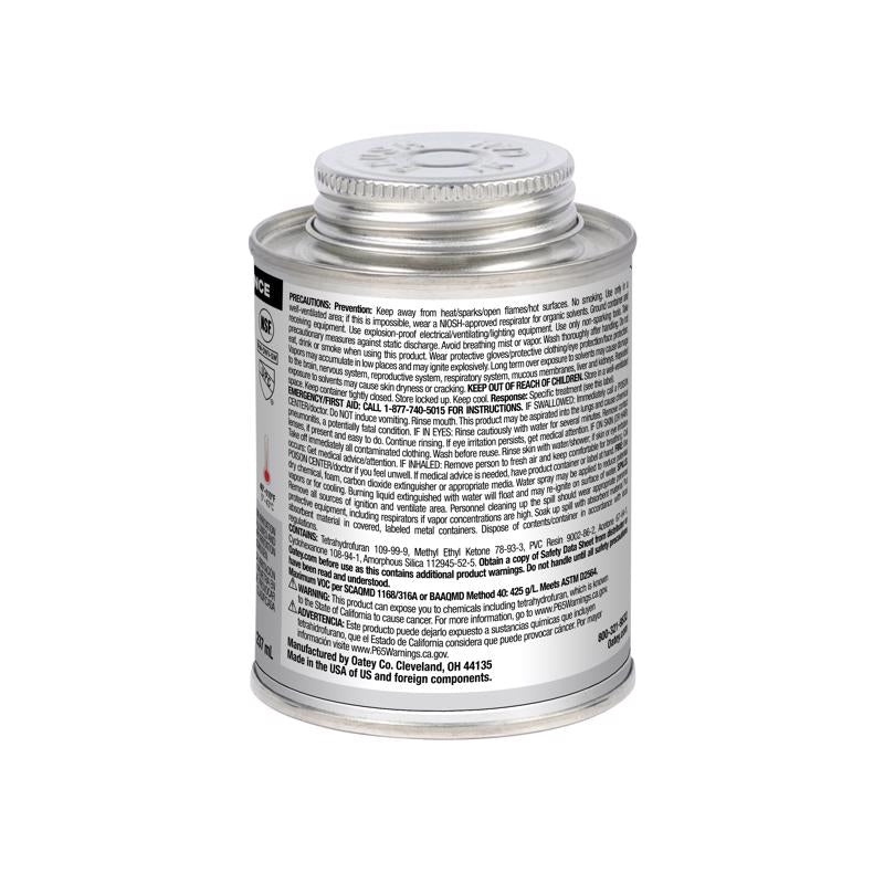 Oatey Gray Cement For PVC 8 oz