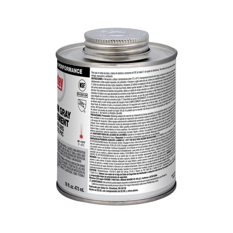 Oatey Gray Cement For PVC 16 oz