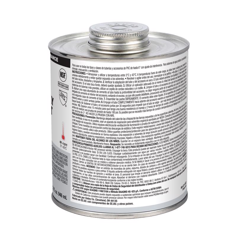 Oatey Gray Cement For PVC 32 oz