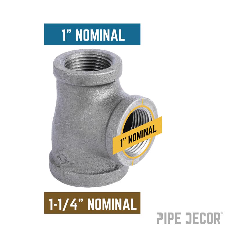STZ Industries 1-1/4 in. FIP X 1 in. D FIP 1 in. D FIP Black Iron 3.9 in. L Reducing Tee