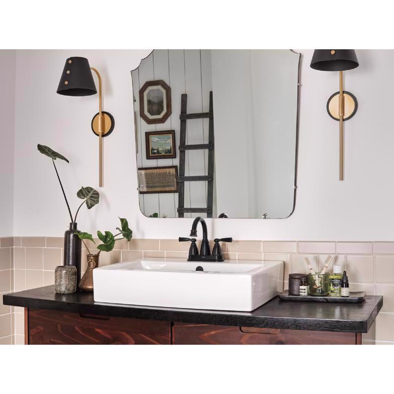 Moen Banbury Matte Black Centerset Bathroom Sink Faucet 4 in.