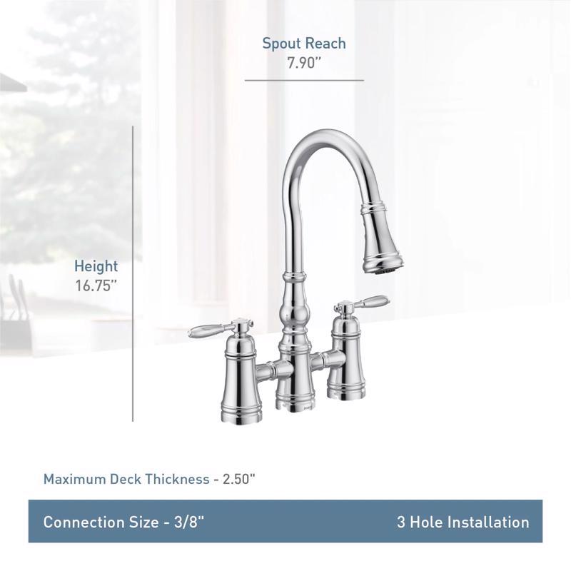 Moen Weymouth Two Handle Stainless Steel Pull-Down Kitchen Faucet