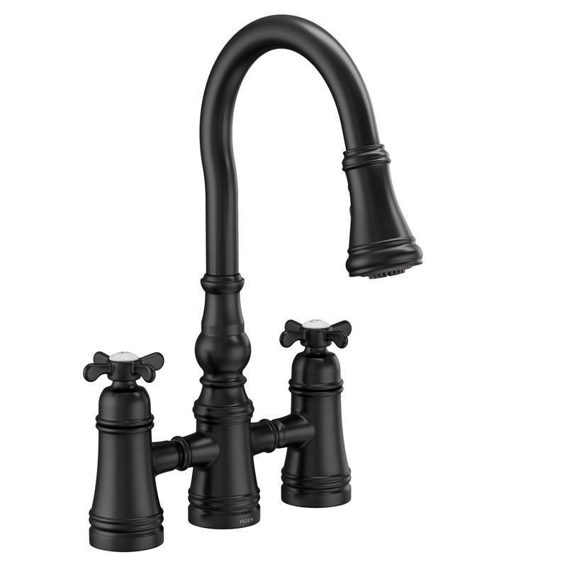 Moen Weymouth Two Handle Matte Black Pull-Down Kitchen Faucet