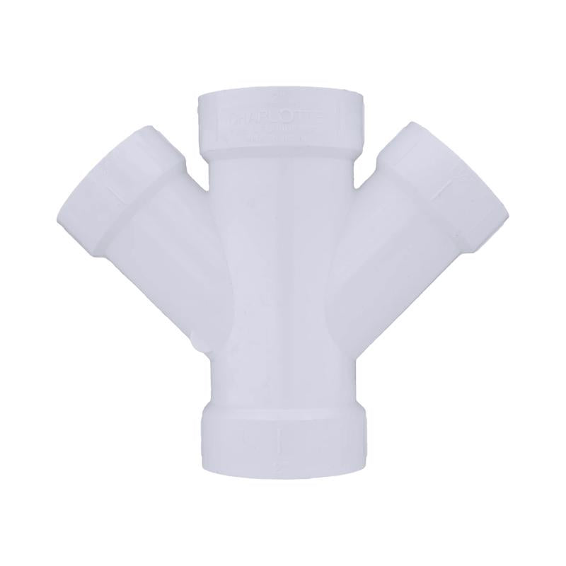 Charlotte Pipe Schedule 40 2 in. Hub X 2 in. D Hub PVC Double Wye 1 pk