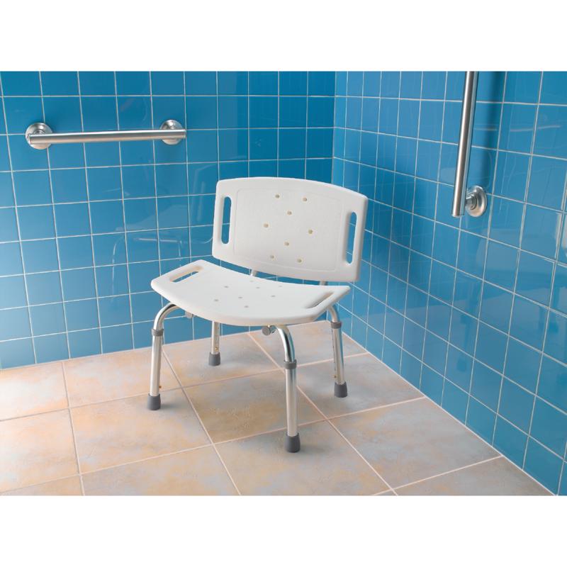Moen Home Care Chrome White Tub and Shower Chair Plastic 21  H X 19.25  L