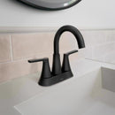 Moen Mikah Matte Black Two-Handle Bathroom Sink Faucet 4 in.
