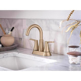 Moen Mikah Bronzed Gold Two-Handle Bathroom Sink Faucet 4 in.