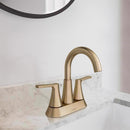 Moen Mikah Bronzed Gold Two-Handle Bathroom Sink Faucet 4 in.