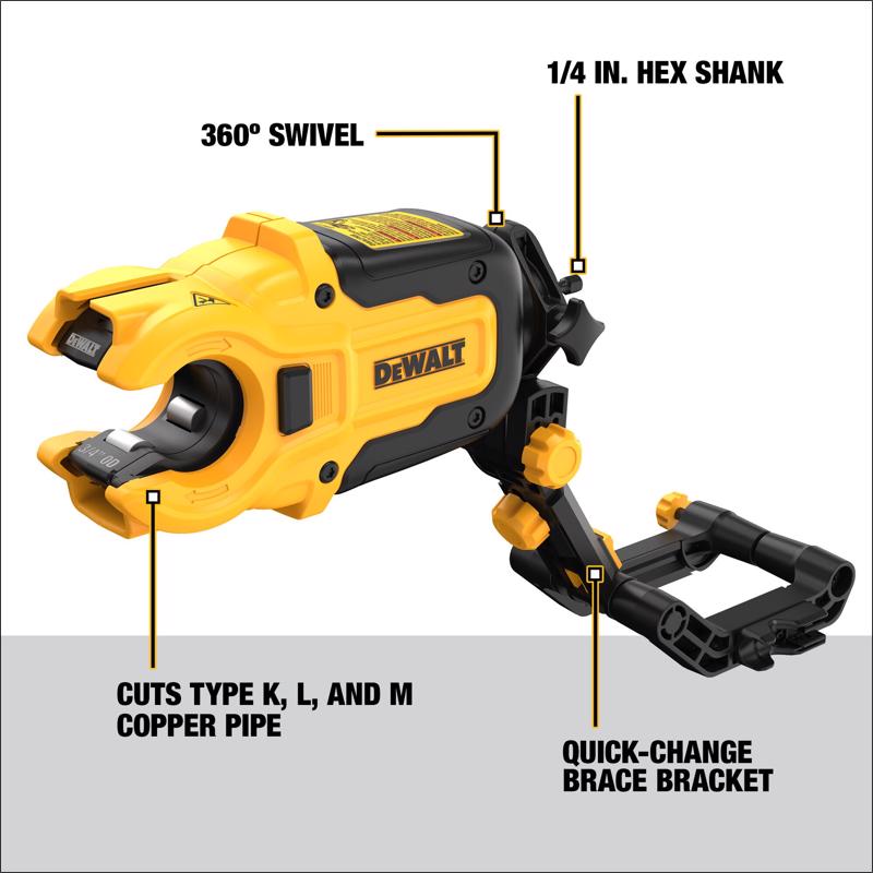 DeWalt Impact Connect 1 in. Copper Pipe Cutter Black/Yellow 1 pc