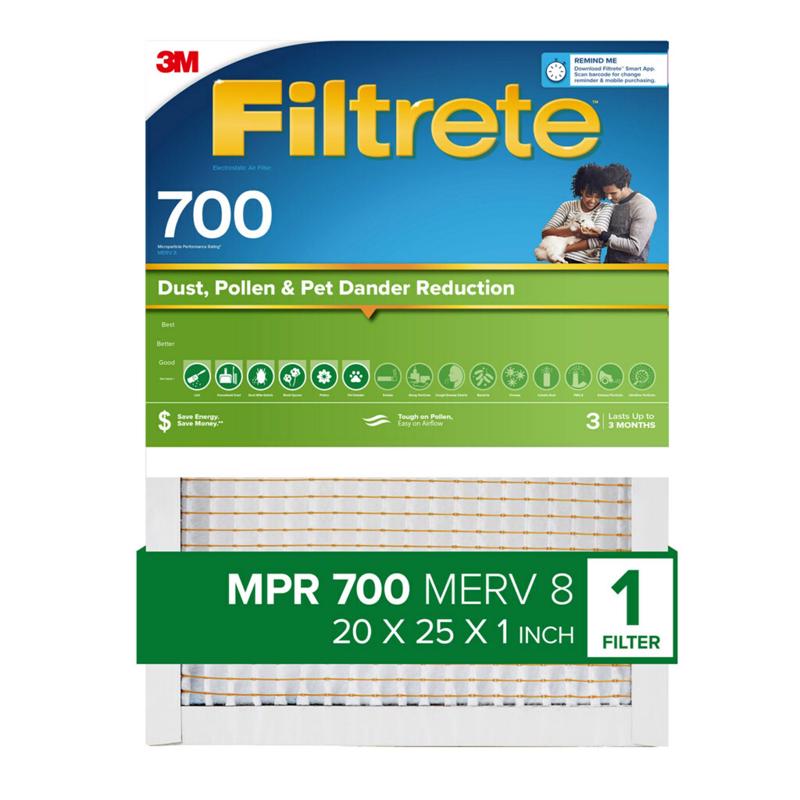 Filtrete 20 in. W X 25 in. H X 1 in. D Fiberglass 8 MERV Pleated Air Filter 4 pk