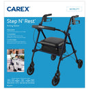 Carex Step N' Rest Blue Rolling Walker Aluminum/Plastic 39 in. H X 22.5 in. L