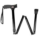 Carex Black Soft-Grip Folding Cane w/Strap Aluminum/Plastic 37 in. H X 5.06 in. L