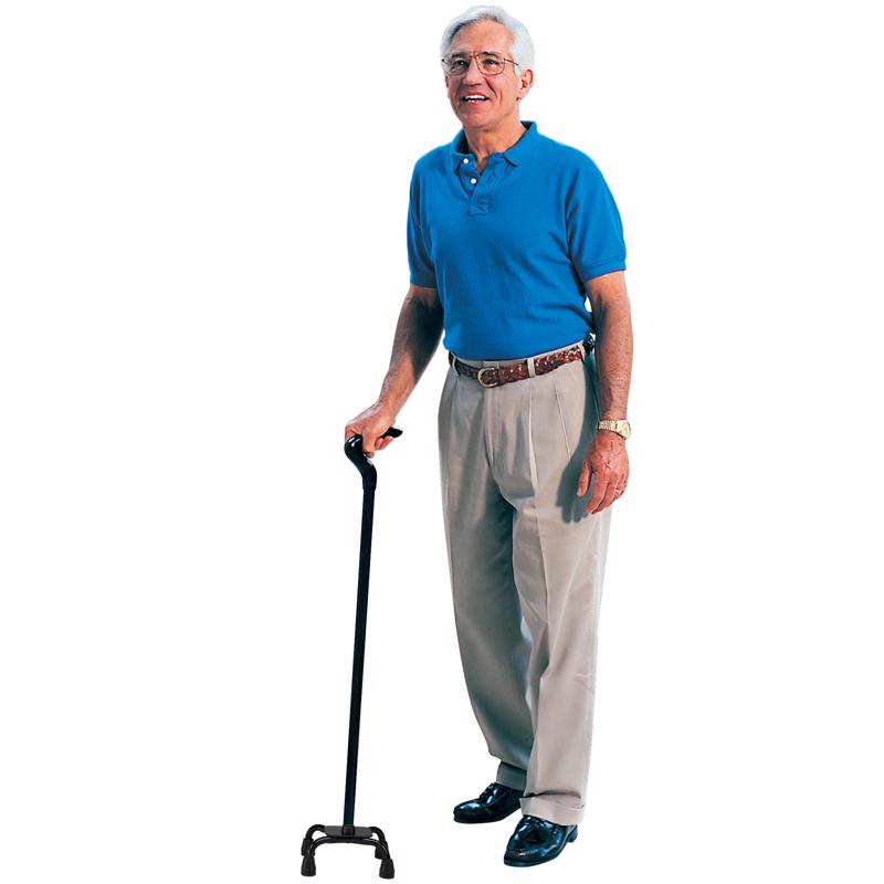 Carex Black Offset Quad Cane Aluminum/Plastic 37 in. H X 6 in. L