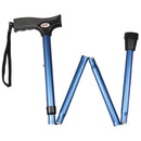 Carex Blue Soft-Grip Folding Cane w/Strap Aluminum/Plastic 37 in. H X 5.06 in. L