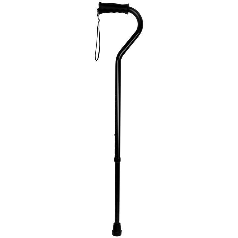 Carex Black Offset Walking Cane w/Strap Aluminum/Plastic 39.5 in. H X 6.8 in. L