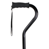 Carex Black Offset Walking Cane w/Strap Aluminum/Plastic 39.5 in. H X 6.8 in. L