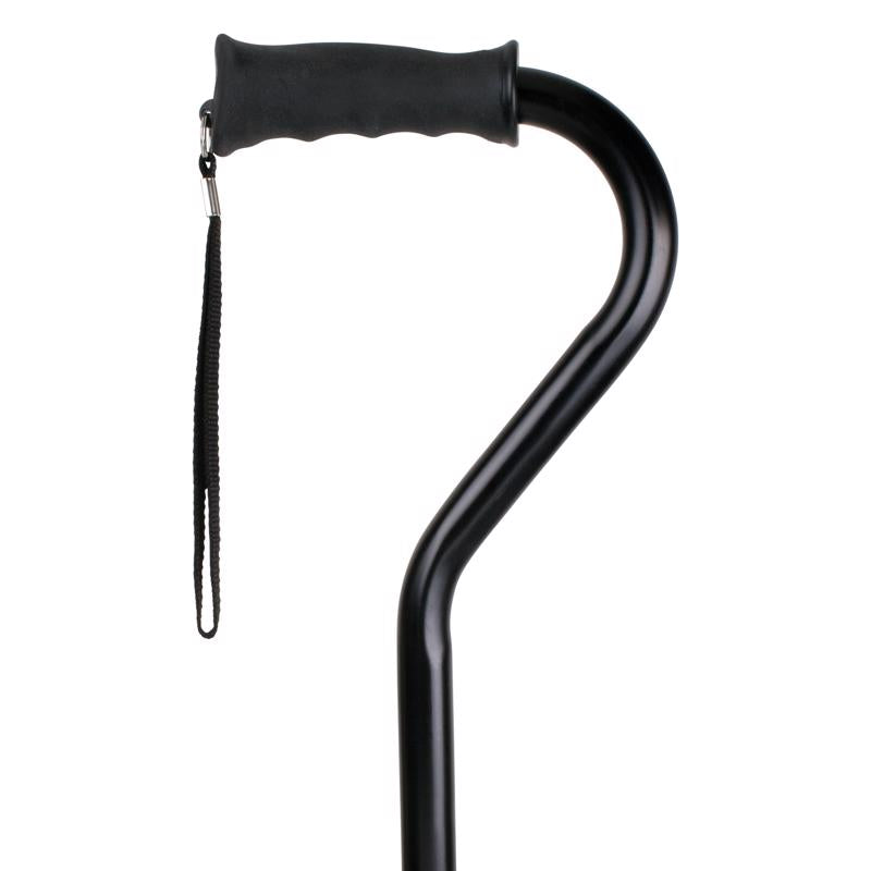 Carex Black Offset Walking Cane w/Strap Aluminum/Plastic 39.5 in. H X 6.8 in. L