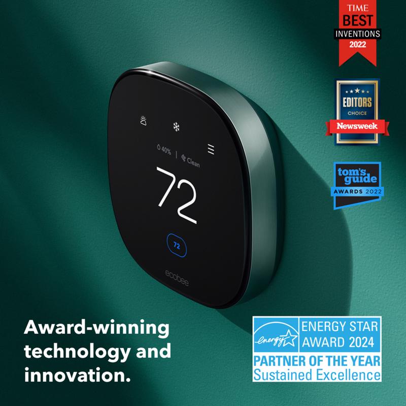 Ecobee Premium Built In WiFi Heating and Cooling Touch Screen Smart-Enabled Thermostat