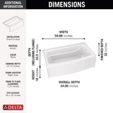 Delta Faucet Classic 500 18 in. H X 60 in. W X 32 in. L White Bathtub