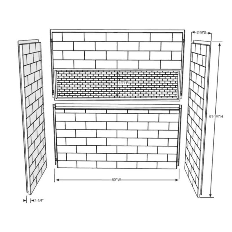 Bootz 60 in. H X 30 in. W X 60 in. L White Bathtub Surround