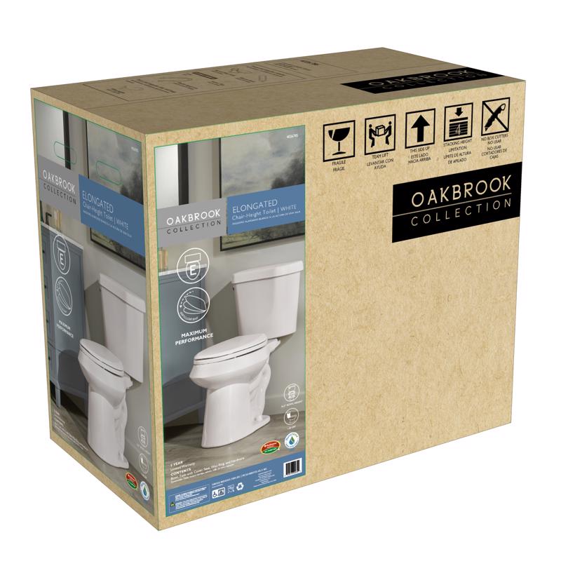 Oakbrook Collection ADA Compliant 1.28 gal White Elongated Complete Toilet Kit