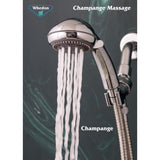 Whedon Champagne Massage Polished Chrome Plastic 5 settings Handheld Showerhead 2 gpm