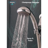 Whedon Champagne Massage Polished Chrome Plastic 5 settings Handheld Showerhead 2 gpm