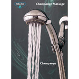 Whedon Champagne Massage Brushed Nickel Plastic 5 settings Handheld Showerhead 2 gpm