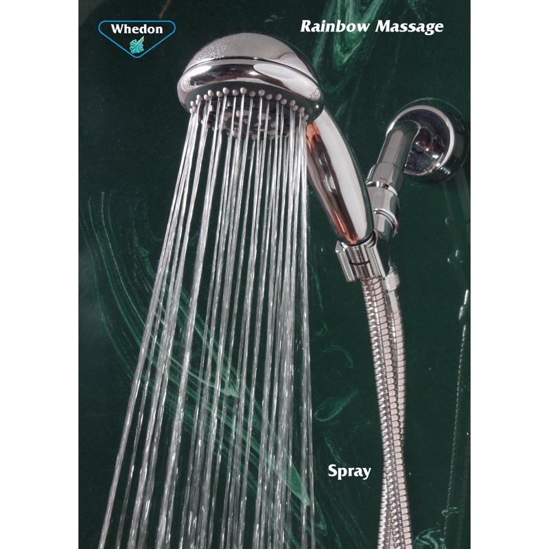 Whedon Rainbow Massage Polished Chrome Plastic 7 settings Handheld Showerhead 2 gpm