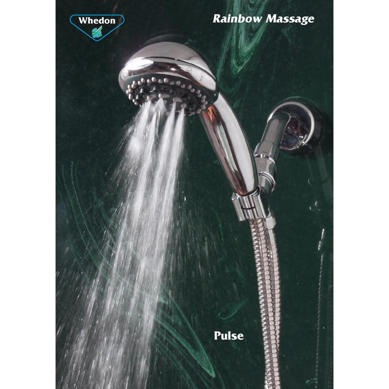 Whedon Rainbow Massage Polished Chrome Plastic 7 settings Handheld Showerhead 2 gpm