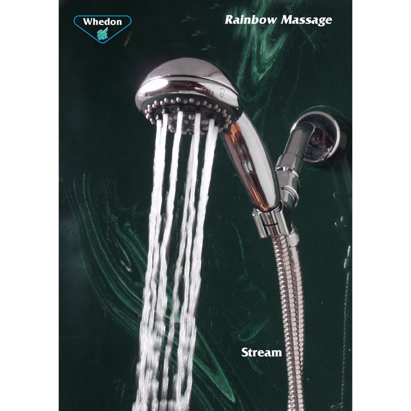 Whedon Rainbow Massage Polished Chrome Plastic 7 settings Handheld Showerhead 2 gpm