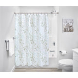 iDesign 72 in. H X 72 in. W White Leaves Frost Shower Curtain PEVA