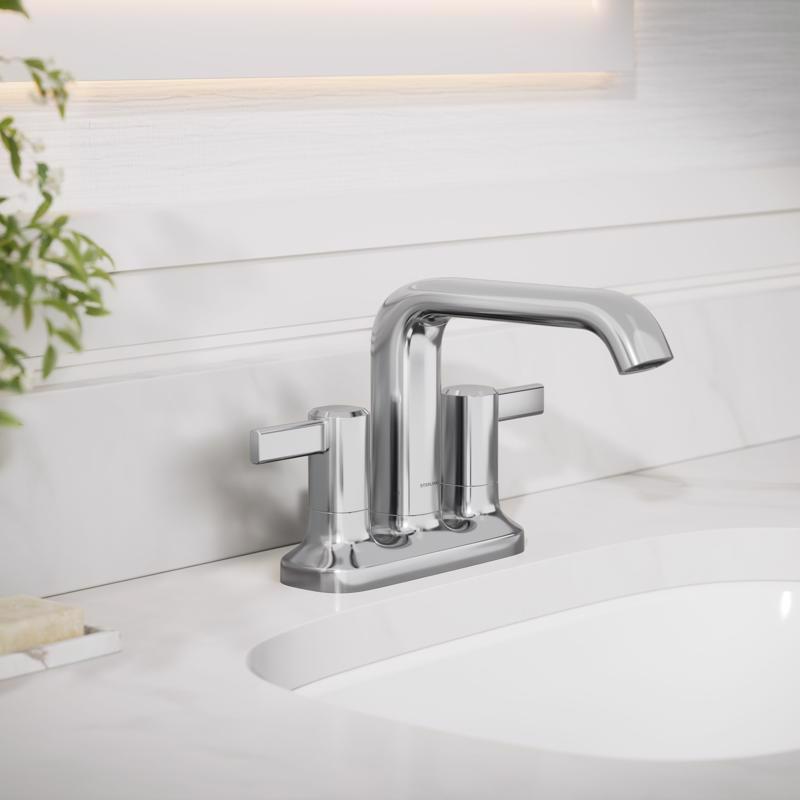Sterling Agosti Polished Chrome Contemporary Centerset Bathroom Sink Faucet 4 in.