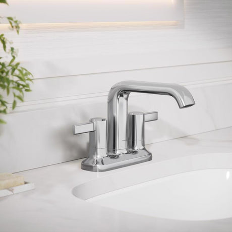 Sterling Agosti Polished Chrome Contemporary Centerset Bathroom Sink Faucet 4 in.