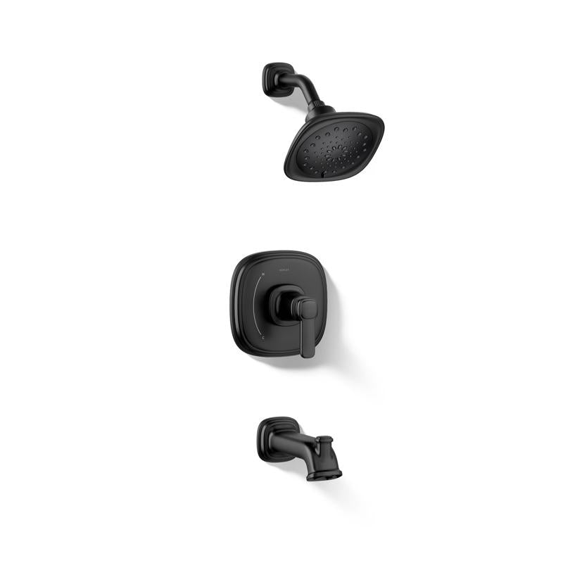 Kohler Envelu Matte Black Tub and Shower Faucet
