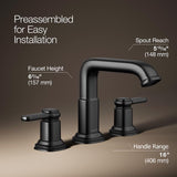 Kohler Envelu Matte Black Modern Widespread Bathroom Sink Faucet 8 in.