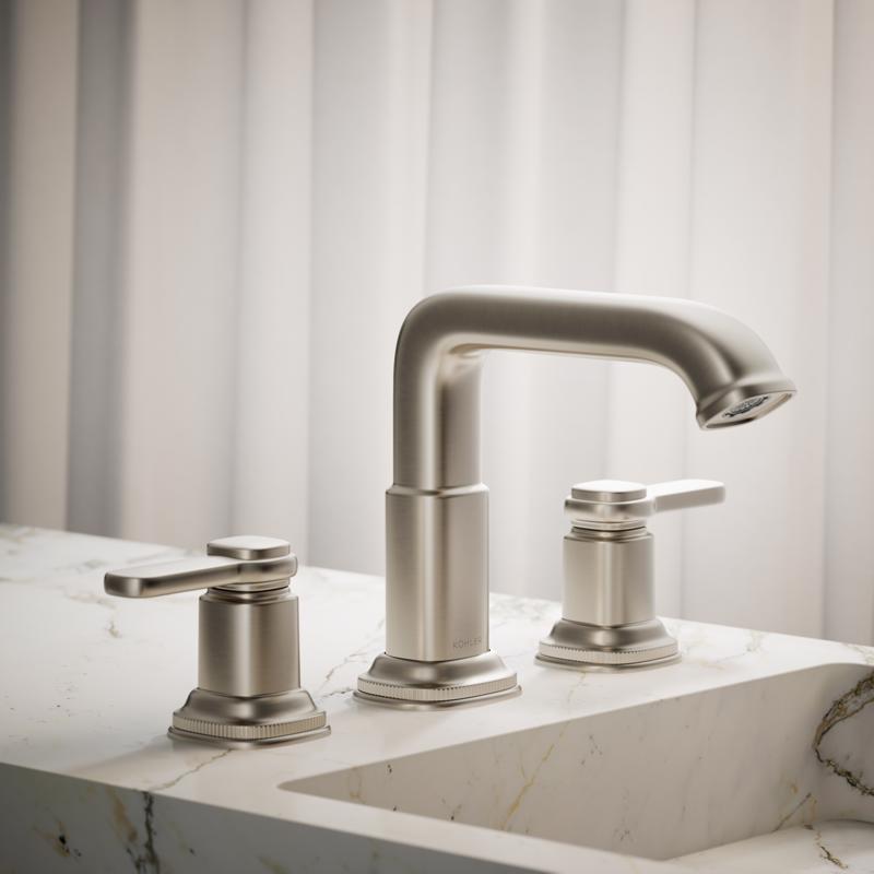 Kohler Envelu Brushed Nickel Modern Widespread Bathroom Sink Faucet 8 in.