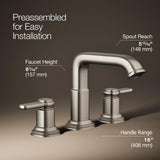Kohler Envelu Brushed Nickel Modern Widespread Bathroom Sink Faucet 8 in.