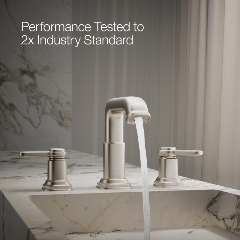 Kohler Envelu Brushed Nickel Modern Widespread Bathroom Sink Faucet 8 in.