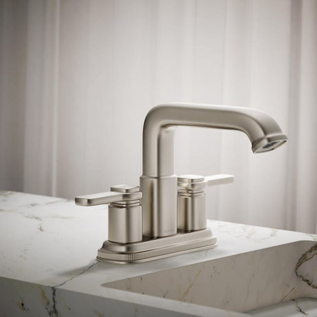Kohler Envelu Brushed Nickel Modern Centerset Bathroom Sink Faucet 4 in.