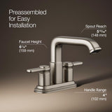 Kohler Envelu Brushed Nickel Modern Centerset Bathroom Sink Faucet 4 in.